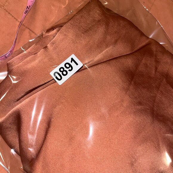 MAJORELLE Nelly Mini Dress Terracotta Brown Satin size Large - Picture 9 of 9